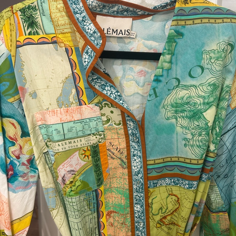 Alemais Multicolor Map Print Midi Dress